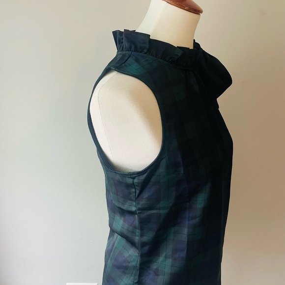 J. Crew Navy & Green Plaid Shell Tank NWT - Picture 3 of 8